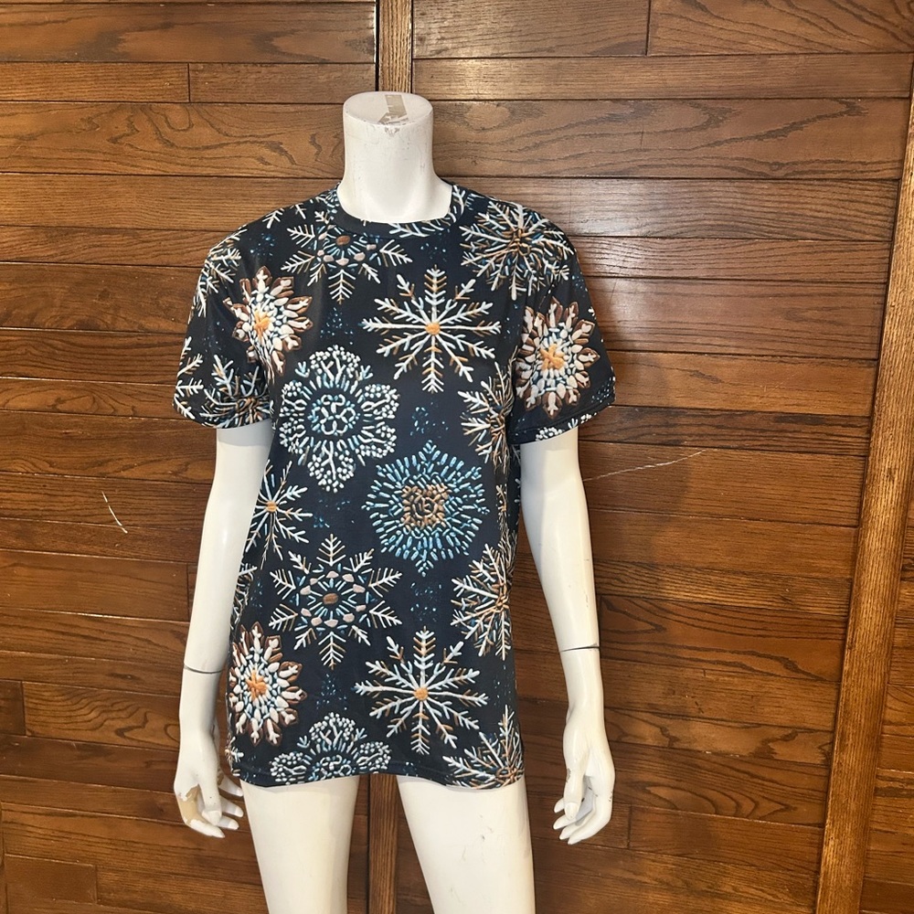 Source Unknown Snowflake Pattern Short Sleeve Tee - Black and Blue